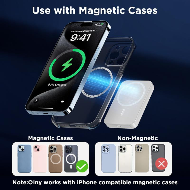 5000Mah Magnetic Power Bank, Wireless Portable Charger, Fast Charging Magsafe Battery Pack for Iphone 17/16/15/14/13/12/Plus/Pro Max, Compact Device
