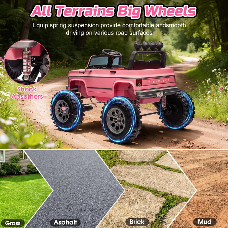 Chevrolet Cheyenne Licensed 24V Ride on Toys, MUKIDY 400W Electric Car for Kids, Power Truck Wheels with Remote, Bluetooth Music, USB, LED Lights