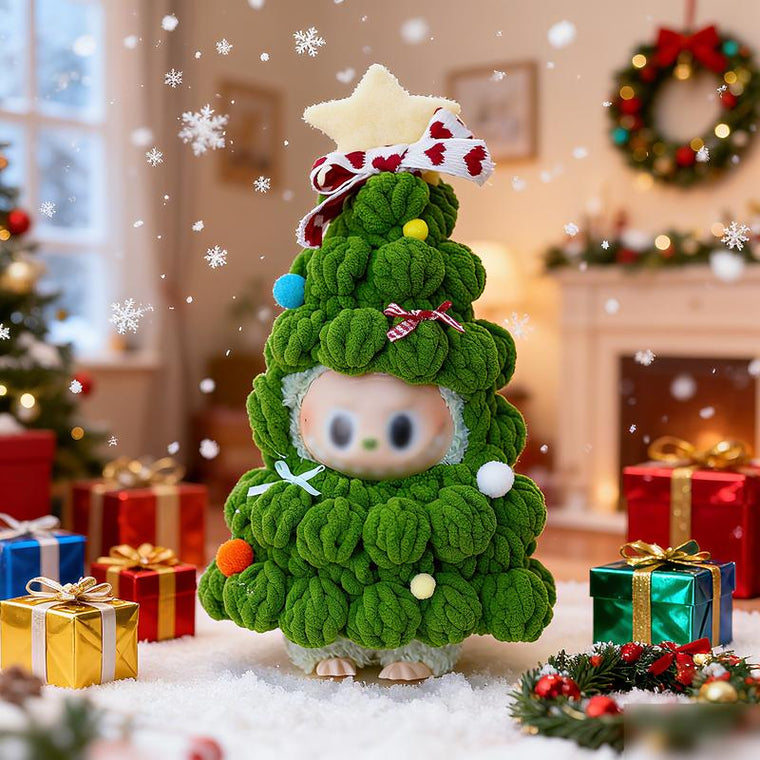 Suitable for 1St, 2Nd, and 3Rd Generation 6.7" Labubu – Handmade Holiday Christmas Tree Crochet Outfit (No Doll)