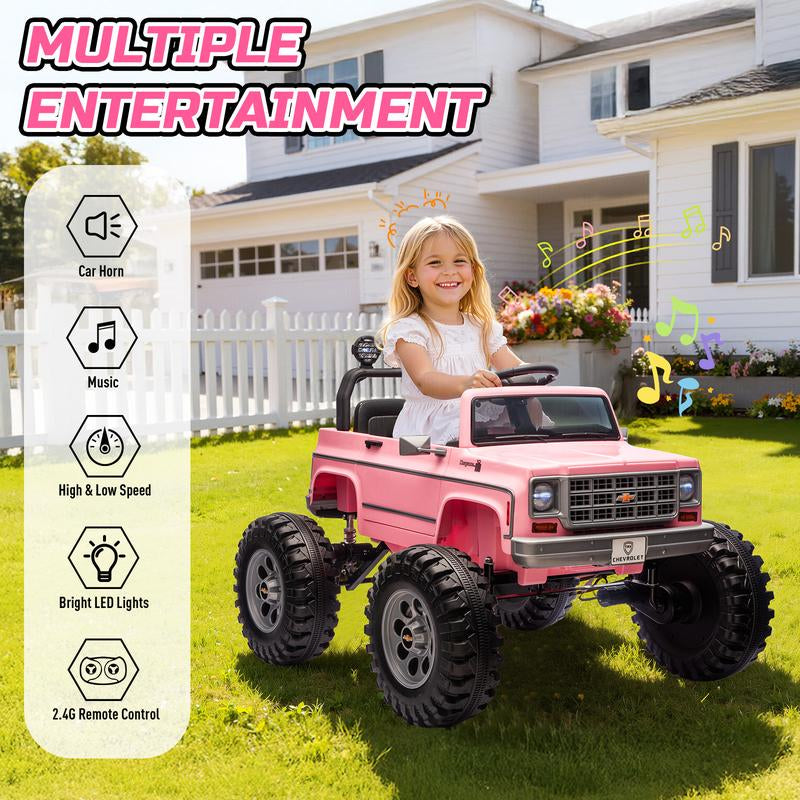 Chevrolet Cheyenne Licensed 24V Ride on Toys, MUKIDY 400W Electric Car for Kids, Power Truck Wheels with Remote, Bluetooth Music, USB, LED Lights