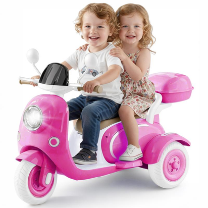 HEIMILI Electric Kids Motorcycle with Storage,Electric Scooter for 3 Year Old,3-Wheel 12V Ride on Scooter for Kids, Motorcycle for Girls, Ideal Moped for Girls Ages 3-6