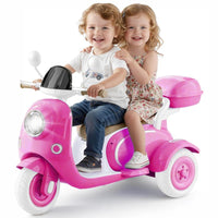 HEIMILI Electric Kids Motorcycle with Storage,Electric Scooter for 3 Year Old,3-Wheel 12V Ride on Scooter for Kids, Motorcycle for Girls, Ideal Moped for Girls Ages 3-6