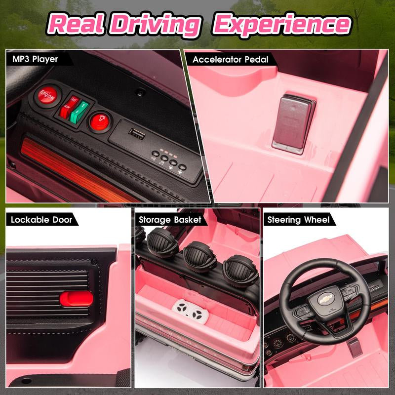 Chevrolet Cheyenne Licensed 24V Ride on Toys, MUKIDY 400W Electric Car for Kids, Power Truck Wheels with Remote, Bluetooth Music, USB, LED Lights